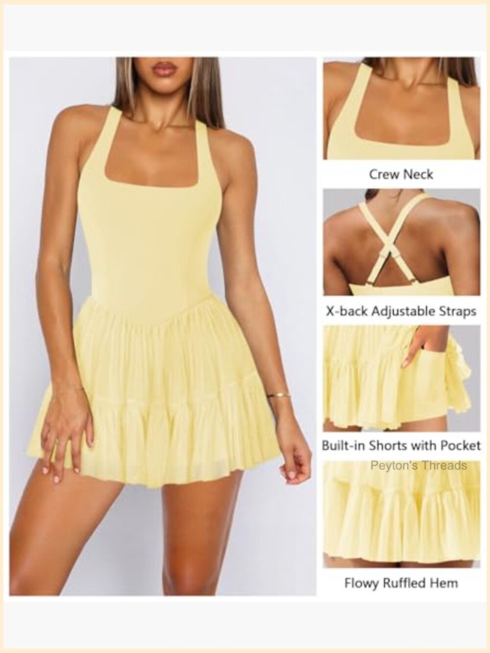 Women's Tennis Flowy Pleated Ruffle Athletic Dress Halter Neck Sleeveless Mini - Picture 4 of 6